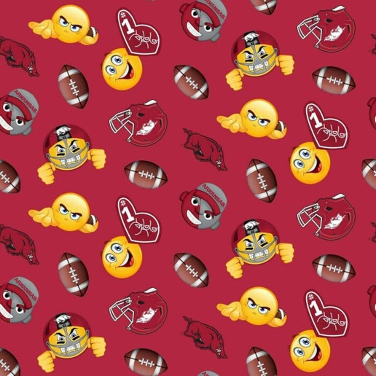 Licensed NCAA University of Arkansas Emoji Fleece ARK-1126 Fabric by the Yard